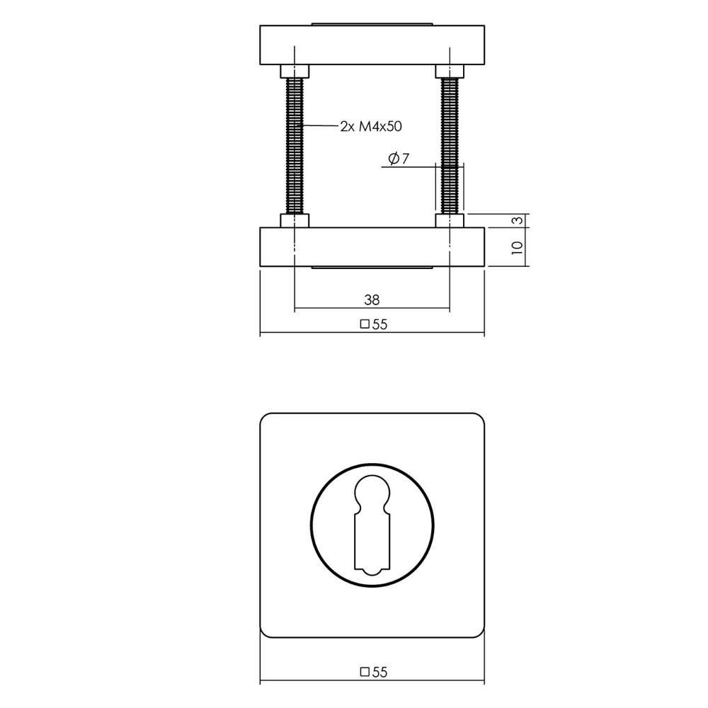 Intersteel Rozetten met sleutelgat vierkant antraciet grijs - deurbeslag - Intersteel Intersteel Rozetten met sleutelgat vierkant antraciet grijs - deurbeslag - Intersteel