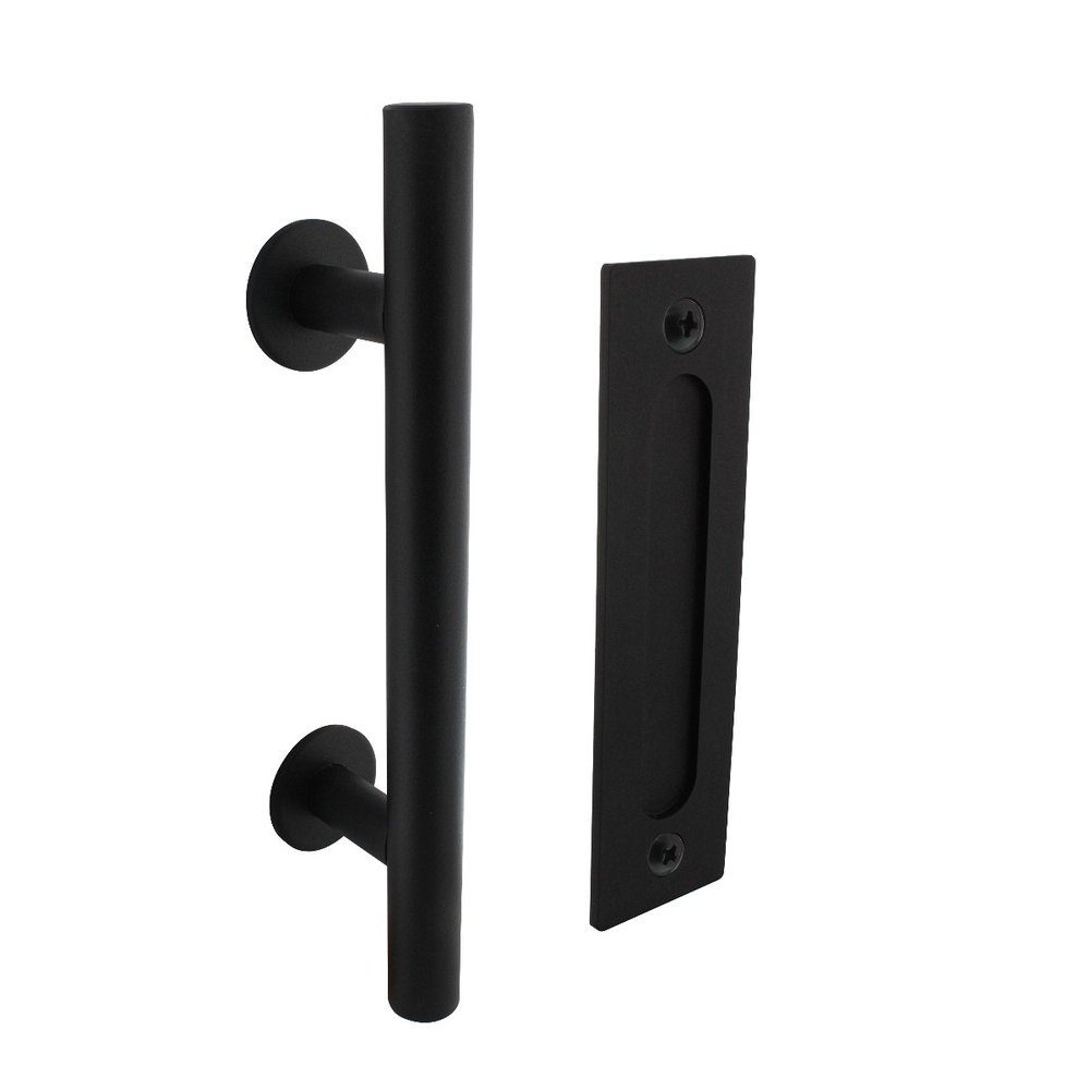 Intersteel Set deurgreep T-model 180mm met schuifdeurkom mat zwart Intersteel Set deurgreep T-model 180mm met schuifdeurkom mat zwart