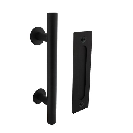 Intersteel Set deurgreep T-model 180mm met schuifdeurkom mat zwart Intersteel Set deurgreep T-model 180mm met schuifdeurkom mat zwart