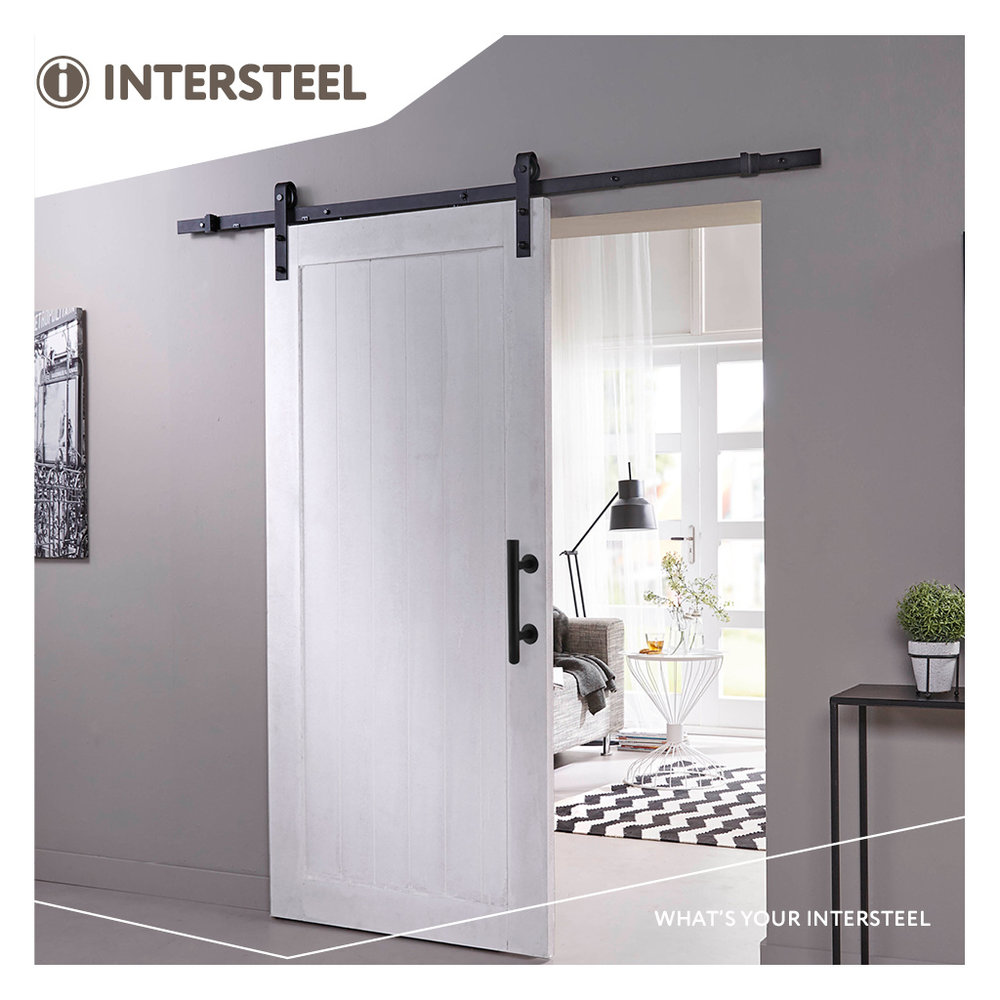 Intersteel Set deurgreep T-model 180mm met schuifdeurkom mat zwart Intersteel Set deurgreep T-model 180mm met schuifdeurkom mat zwart