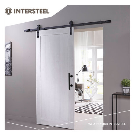 Intersteel Set deurgreep T-model 180mm met schuifdeurkom mat zwart Intersteel Set deurgreep T-model 180mm met schuifdeurkom mat zwart