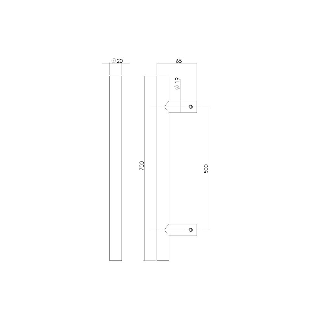Intersteel Deurgreep T-model 500mm mat zwart Intersteel Deurgreep T-model 500mm mat zwart