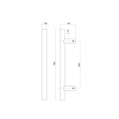 Intersteel Deurgreep T-model 500mm mat zwart Intersteel Deurgreep T-model 500mm mat zwart