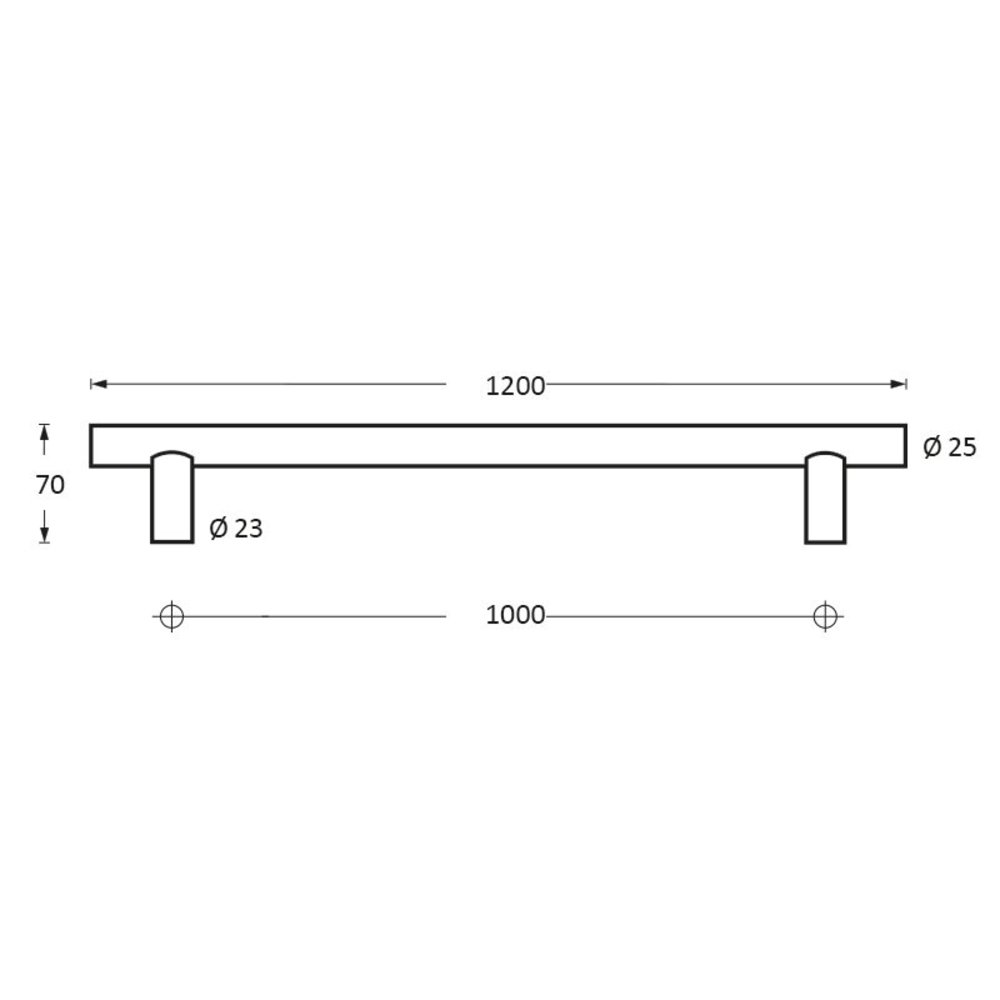 Intersteel Deurgreep 1000x70mm T-vorm geborsteld RVS Intersteel Deurgreep 1000x70mm T-vorm geborsteld RVS