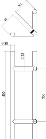 Intersteel Deurgrepen set T-schuin 300mm geborsteld RVS Intersteel Deurgrepen set T-schuin 300mm geborsteld RVS