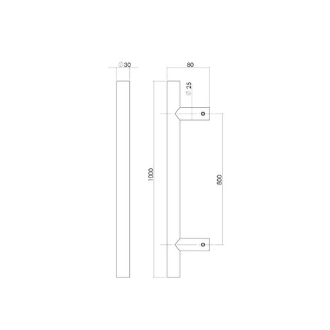 Intersteel Deurgreep T-vorm 800x80mm geborsteld RVS Intersteel Deurgreep T-vorm 800x80mm geborsteld RVS