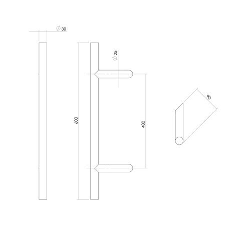 Intersteel Deurgreep T-schuin 400mm geborsteld RVS Intersteel Deurgreep T-schuin 400mm geborsteld RVS