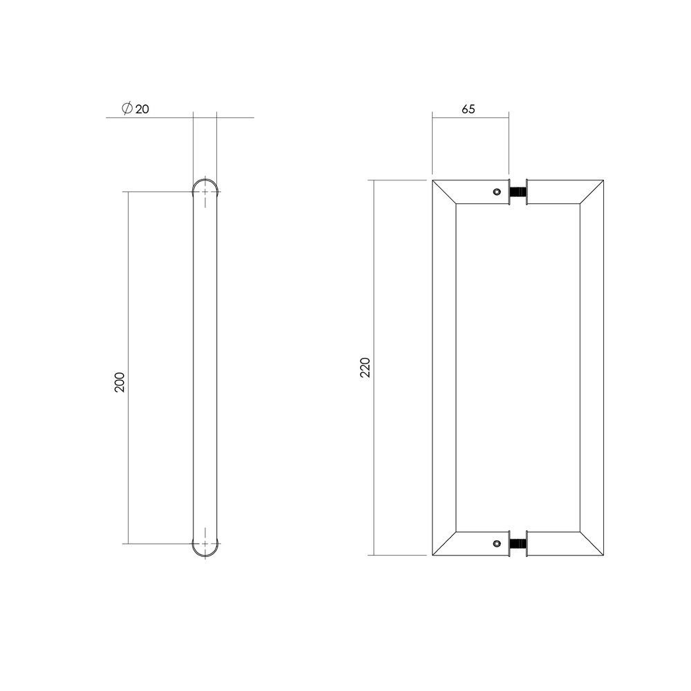 Intersteel Deurgrepen set recht-90 graden 200mm geborsteld RVS Intersteel Deurgrepen set recht-90 graden 200mm geborsteld RVS