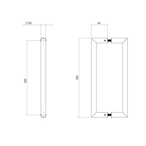 Intersteel Deurgrepen set recht-90 graden 200mm geborsteld RVS Intersteel Deurgrepen set recht-90 graden 200mm geborsteld RVS