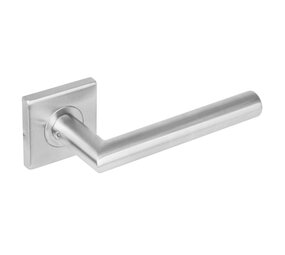 Intersteel Deurklink Hoek 90 graden op vierkant rozet geborsteld RVS Intersteel Deurklink Hoek 90 graden op vierkant rozet geborsteld RVS