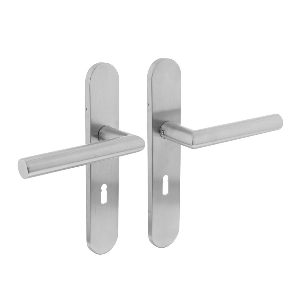 Intersteel Deurklink Hoek 90 graden op schild sleutelgat 56mm geborsteld RVS Intersteel Deurklink Hoek 90 graden op schild sleutelgat 56mm geborsteld RVS