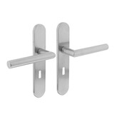 Intersteel Deurklink Hoek 90 graden op schild sleutelgat 56mm geborsteld RVS Intersteel Deurklink Hoek 90 graden op schild sleutelgat 56mm geborsteld RVS