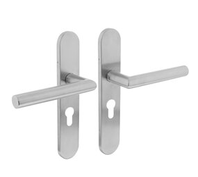 Intersteel Deurklink Hoek 90 graden op schild profielcilindergat geborsteld RVS