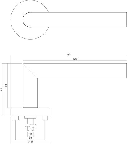Intersteel Deurklink Hoek 90 graden met rozet geborsteld RVS Intersteel Deurklink Hoek 90 graden met rozet geborsteld RVS