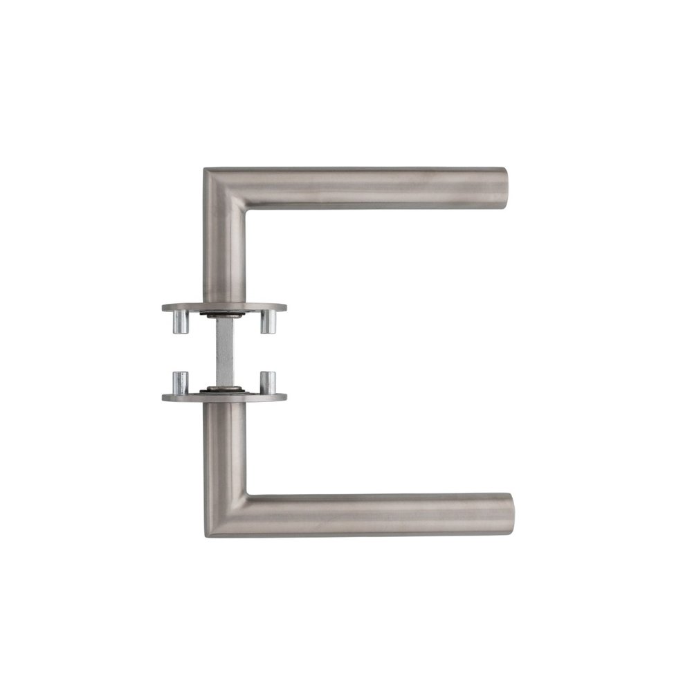 Intersteel Deurklink Hoek 90 graden op rond magneet rozet geborsteld RVS Intersteel Deurklink Hoek 90 graden op rond magneet rozet geborsteld RVS