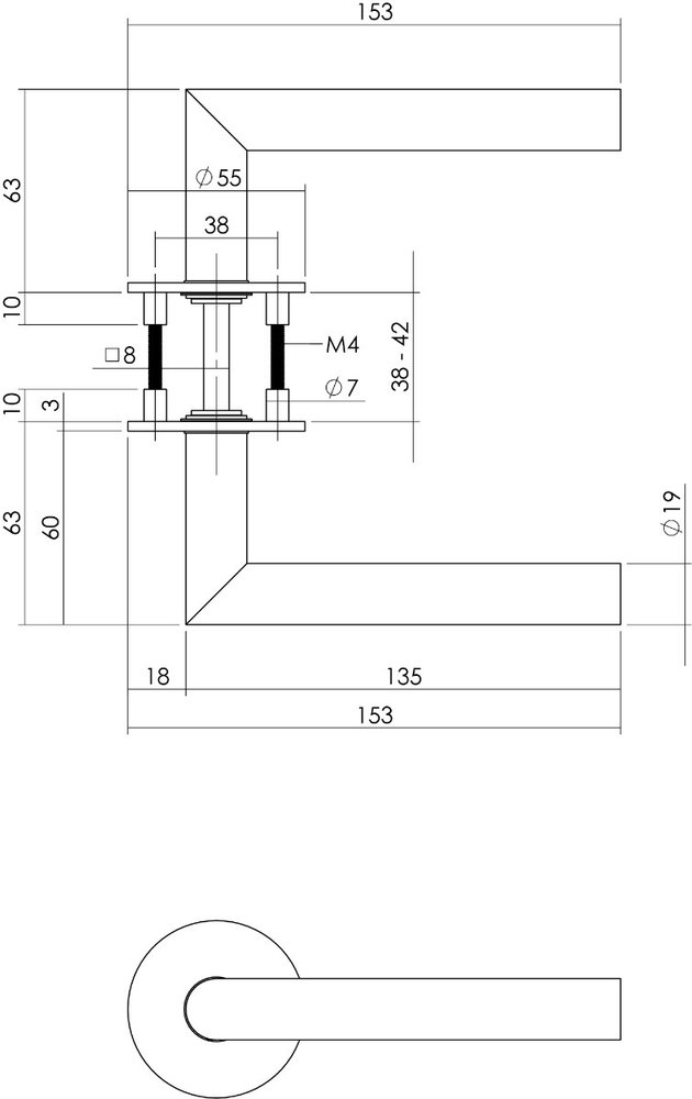 Intersteel Deurklink Hoek 90 graden op rond magneet rozet geborsteld RVS Intersteel Deurklink Hoek 90 graden op rond magneet rozet geborsteld RVS