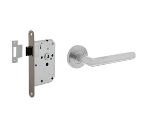 Intersteel Deurbeslag set loopslot RVS + deurklink Jura geborsteld RVS Intersteel Deurbeslag set loopslot RVS + deurklink Jura geborsteld RVS