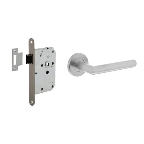Intersteel Deurbeslag set loopslot RVS + deurklink Jura geborsteld RVS Intersteel Deurbeslag set loopslot RVS + deurklink Jura geborsteld RVS