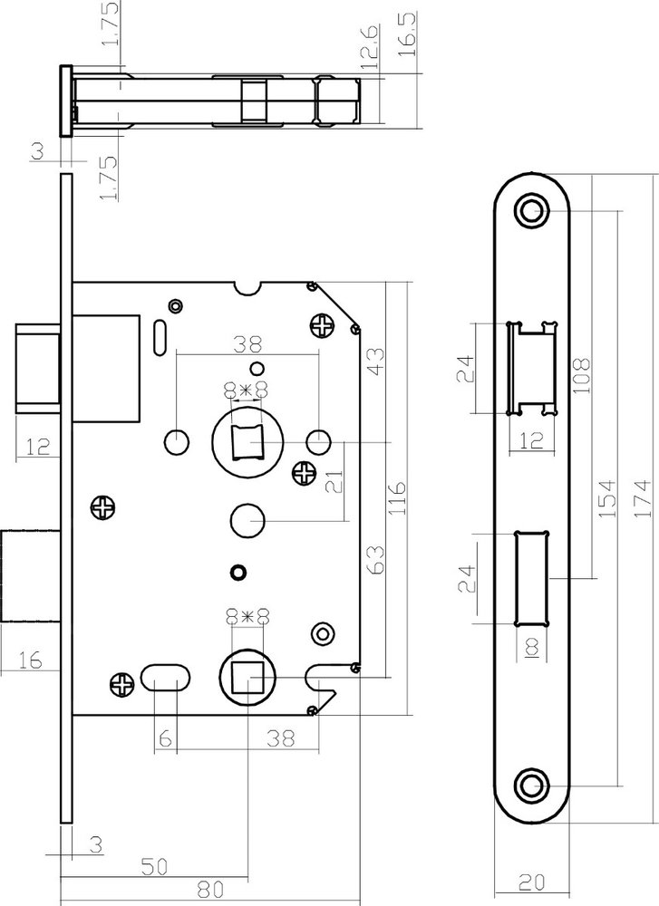 Intersteel Deurbeslag set WC-slot 63/8mm RVS + deurklink Jura RVS