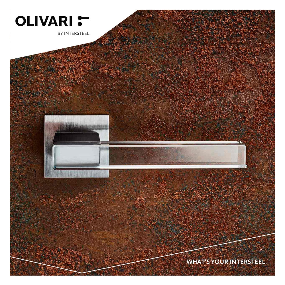 Olivari Deurklink Ice Cube op rozet mat chroom transparant Olivari Deurklink Ice Cube op rozet mat chroom transparant