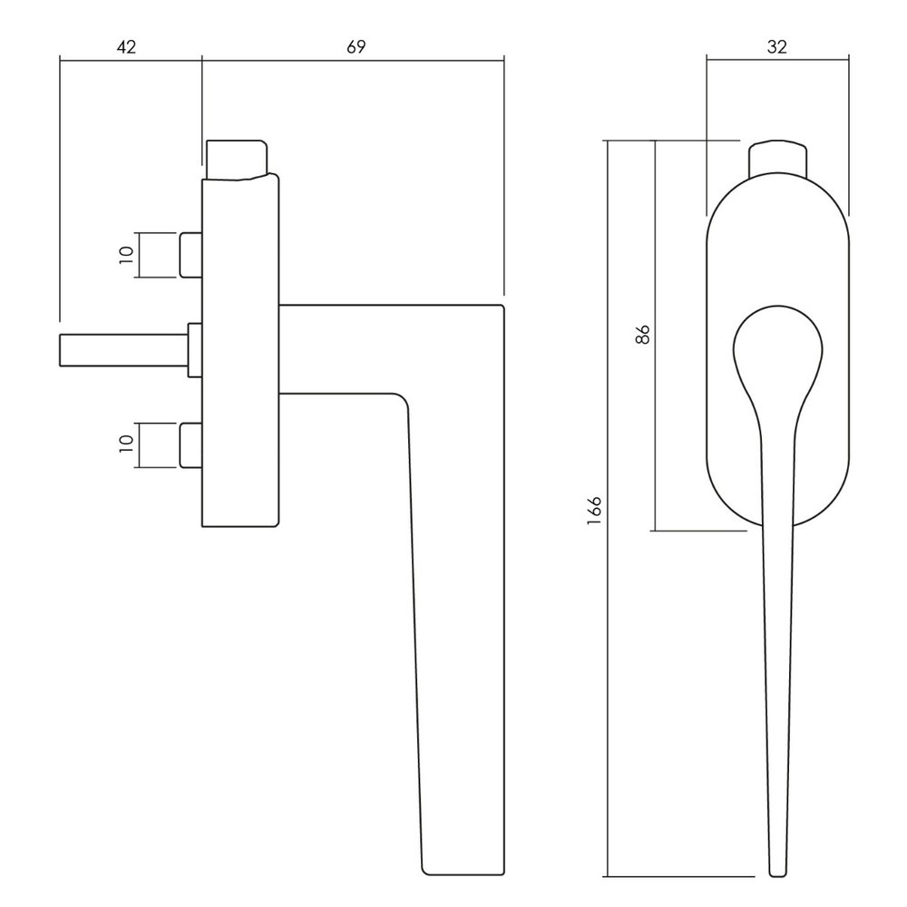 Olivari Raamsluiting Lama L afsluitbaar RVS mat titaan PVD Olivari Raamsluiting Lama L afsluitbaar RVS mat titaan PVD