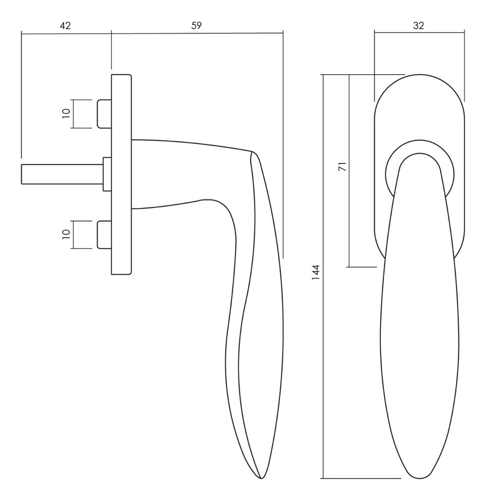Olivari Raamsluiting Onda messing titaan PVD Olivari Raamsluiting Onda messing titaan PVD
