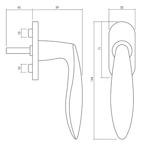 Olivari Raamsluiting Onda messing titaan PVD Olivari Raamsluiting Onda messing titaan PVD