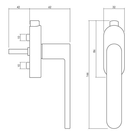 Olivari Raamsluiting Radial afsluitbaar antraciet mat titaan PVD