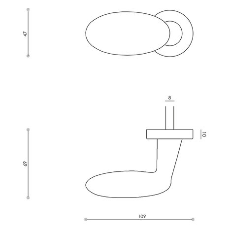 Olivari Deurknop Blindo draaibaar links messing titaan PVD Olivari Deurknop Blindo draaibaar links messing titaan PVD