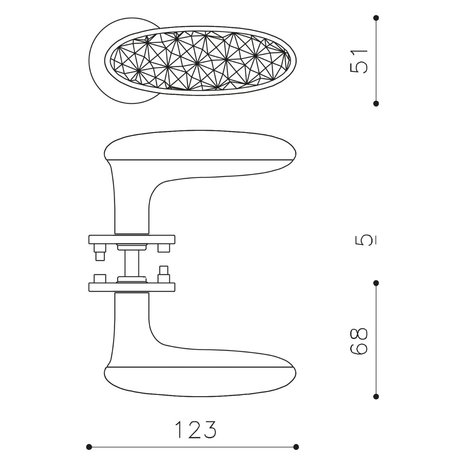 Olivari Deurklink Crystal Diamond op rozet messing titaan PVD