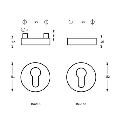 Olivari Veiligheidsrozet SKG3 mat antraciet - kerntrekbeveiliging SKG - Olivari