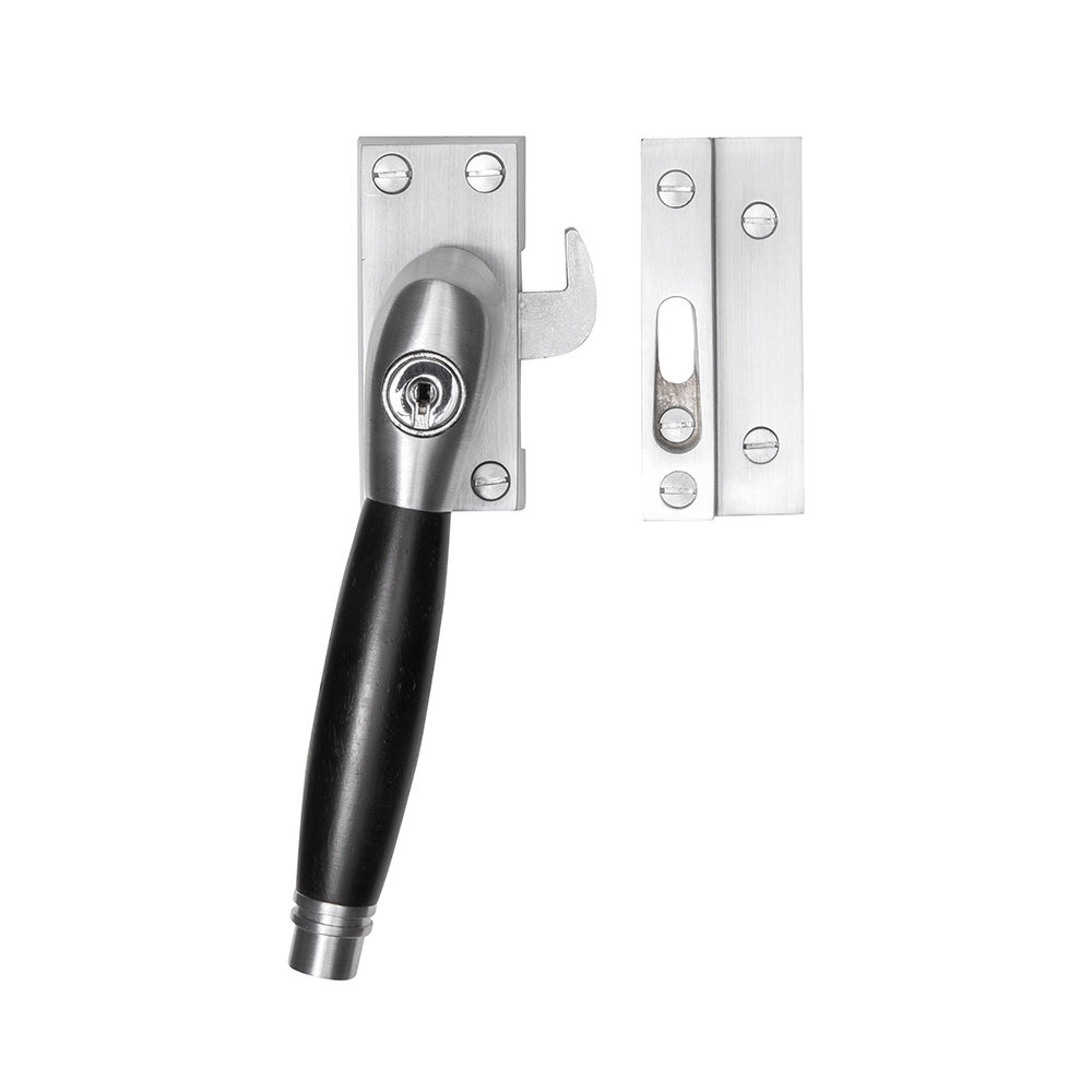 De Oude Deurklink Raamsluiting mat nikkel met slot Deco links De Oude Deurklink Raamsluiting mat nikkel met slot Deco links