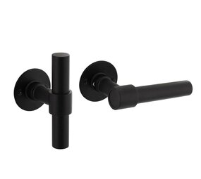 Intersteel Deurklink L/T-model met rozet 2mm RVS/zwart Intersteel Deurklink L/T-model met rozet 2mm RVS/zwart