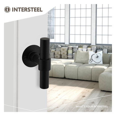 Intersteel Deurklink L/T-model met rozet 2mm RVS/zwart Intersteel Deurklink L/T-model met rozet 2mm RVS/zwart