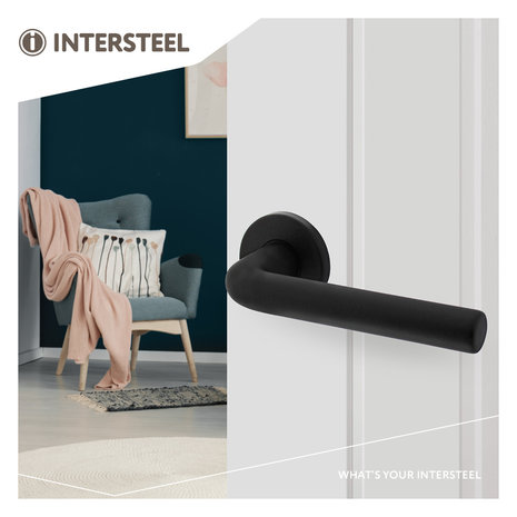 Intersteel Deurklink Derby op rozet zwart geveerd - deurbeslag voor binnendeur - Intersteel