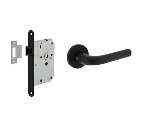 Intersteel Deurbeslag set loopslot zwart met deurklink Eucla met rozet zwart