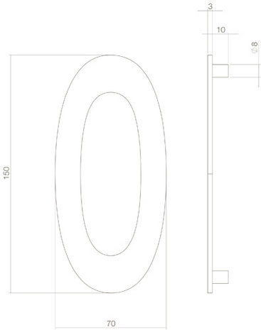 Intersteel Huisnummer 0 hoogte 15 cm RVS/mat zwart Intersteel Huisnummer 0 hoogte 15 cm RVS/mat zwart