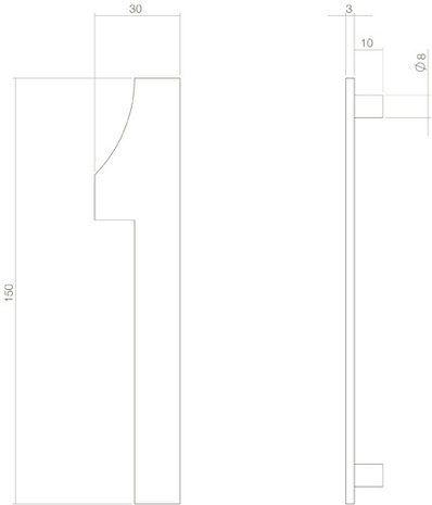 Intersteel Huisnummer 1 hoogte 15 cm RVS/mat zwart Intersteel Huisnummer 1 hoogte 15 cm RVS/mat zwart