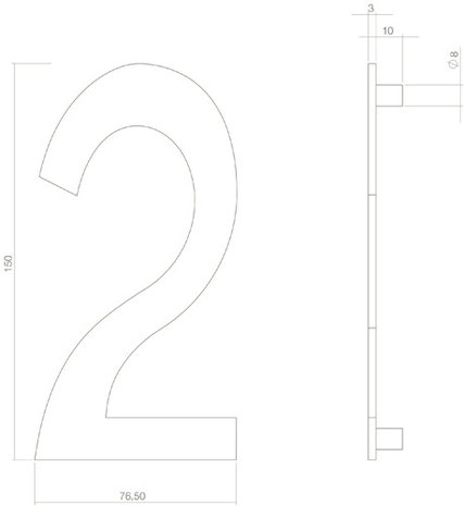 Intersteel Huisnummer 2 hoogte 15 cm RVS/mat zwart Intersteel Huisnummer 2 hoogte 15 cm RVS/mat zwart