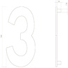 Intersteel Huisnummer 3 hoogte 15 cm RVS/mat zwart Intersteel Huisnummer 3 hoogte 15 cm RVS/mat zwart