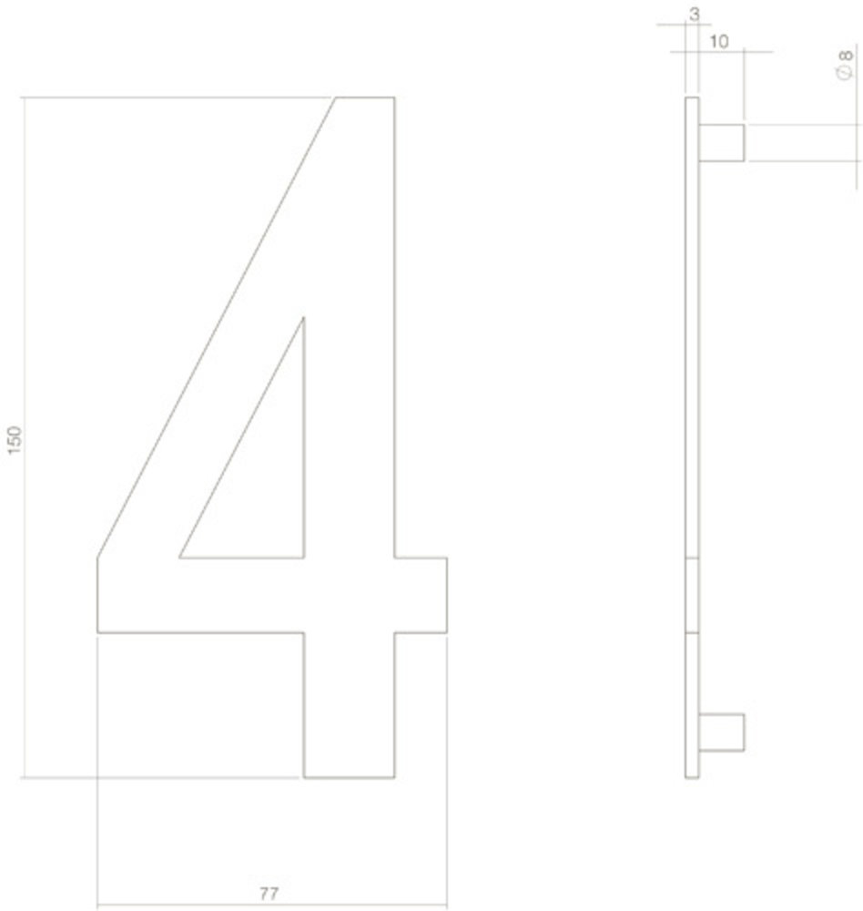 Intersteel Huisnummer 4 hoogte 15 cm RVS/mat zwart Intersteel Huisnummer 4 hoogte 15 cm RVS/mat zwart