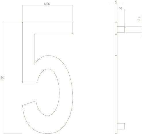 Intersteel Huisnummer 5 hoogte 15 cm RVS/mat zwart Intersteel Huisnummer 5 hoogte 15 cm RVS/mat zwart