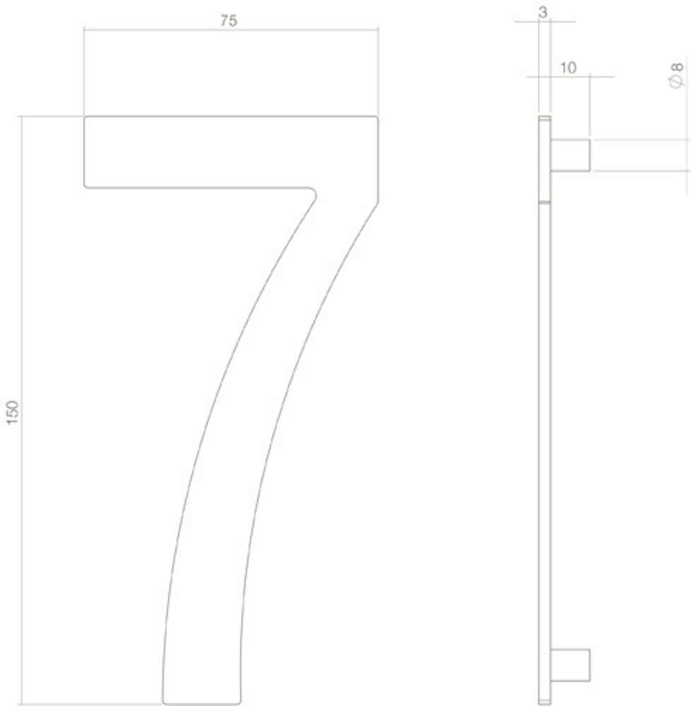 Intersteel Huisnummer 7 hoogte 15 cm RVS/mat zwart Intersteel Huisnummer 7 hoogte 15 cm RVS/mat zwart