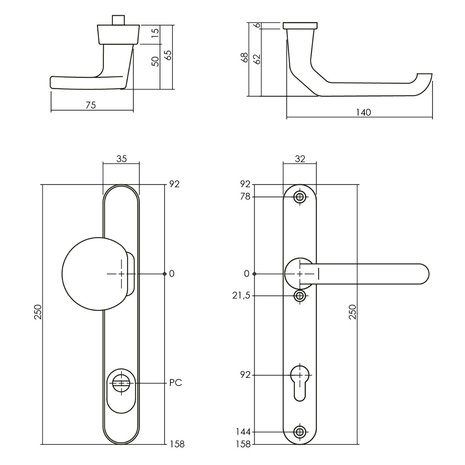 Intersteel Veiligheidsbeslag SKG3 ovaal smalschild zwart aluminium PC 92mm - voordeur Intersteel Veiligheidsbeslag SKG3 ovaal smalschild zwart aluminium PC 92mm - voordeur