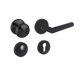 Intersteel Voordeurset veiligheidsbeslag SKG3 rond rozet kerntrekbeveiliging zwart RVS Intersteel Voordeurset veiligheidsbeslag SKG3 rond rozet kerntrekbeveiliging zwart RVS