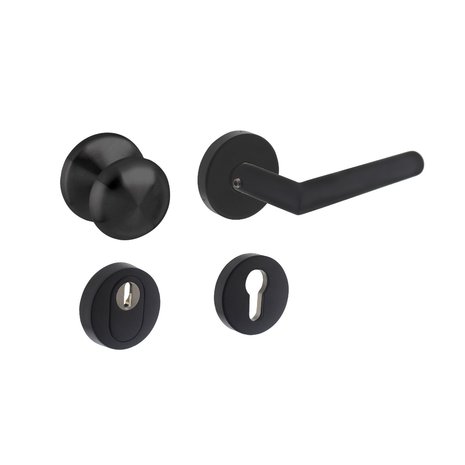 Intersteel Voordeurset veiligheidsbeslag SKG3 rond rozet kerntrekbeveiliging zwart RVS Intersteel Voordeurset veiligheidsbeslag SKG3 rond rozet kerntrekbeveiliging zwart RVS