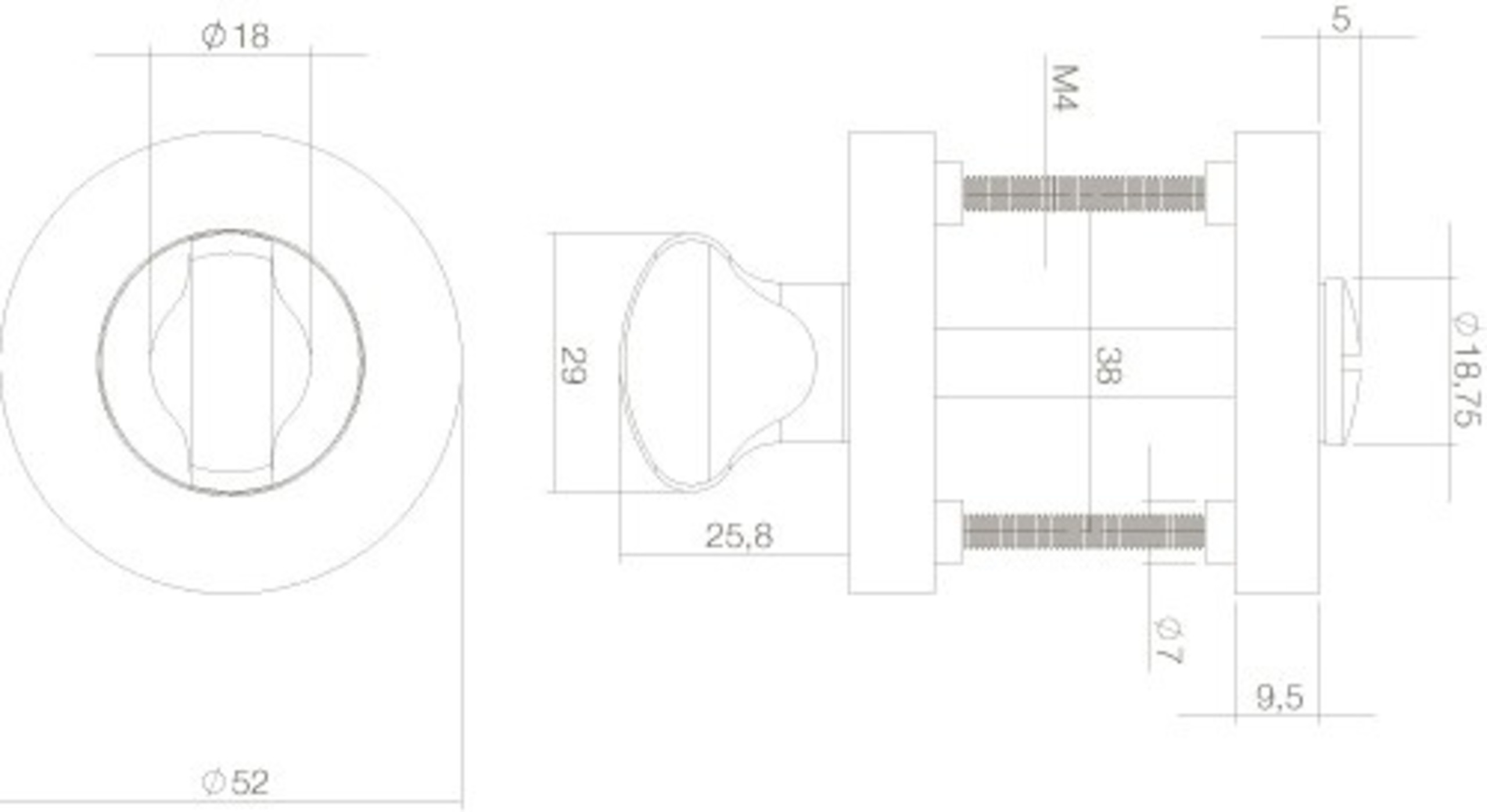 WC slot draaiknop rond wit | Wit deurbeslag bij Mooi Deurbeslag - Mooi