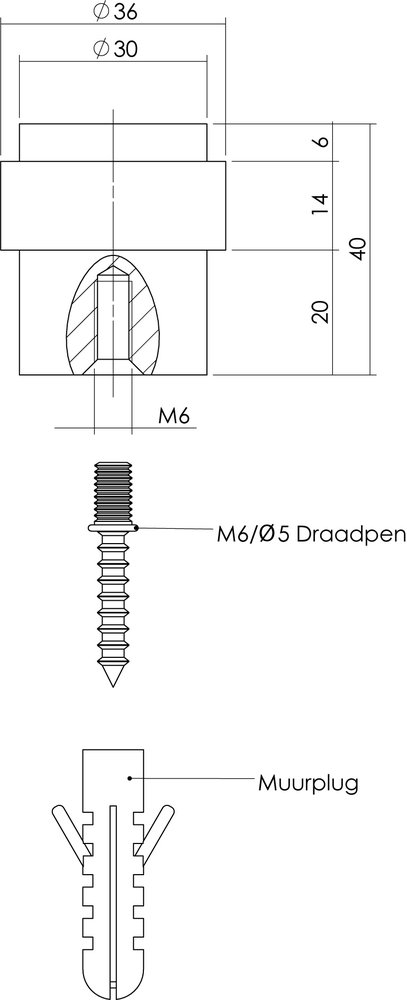 Intersteel Deurstopper vloermontage 30 mm geborsteld RVS