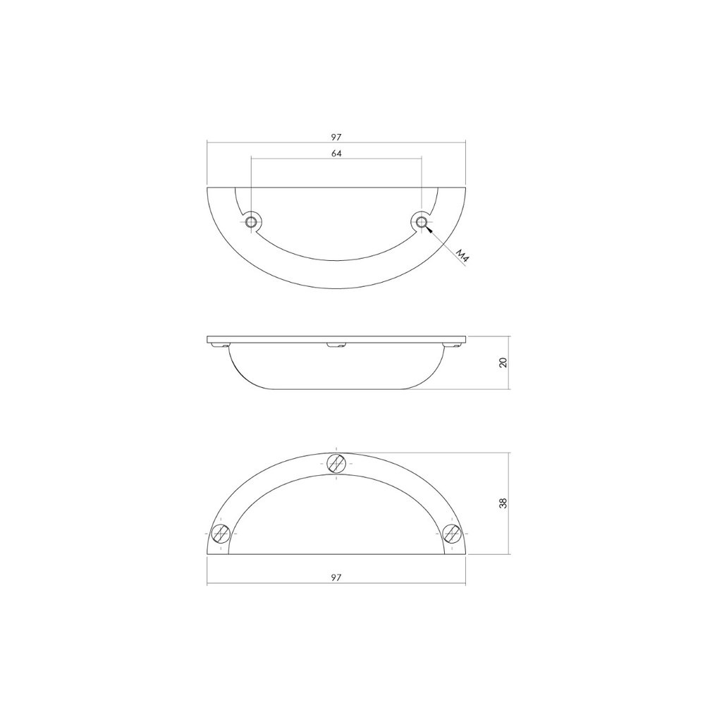 Intersteel Komgreep 64/94mm messing antiek