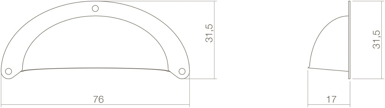 Intersteel Komgreep messing geperst antiek klein Intersteel Komgreep messing geperst antiek klein